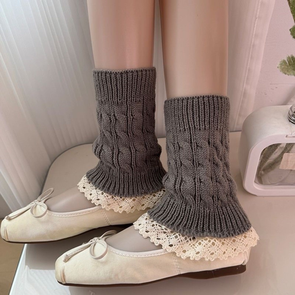 Vintage Lace Ruffle Hem Knit L - Boot Sock Slouchy ulasan dan harga