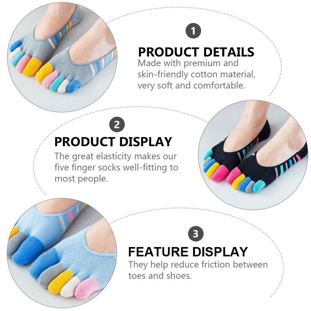 5Pairs Yoga Five Finger Socks  - Invisibility Sock Loafer ulasan dan harga