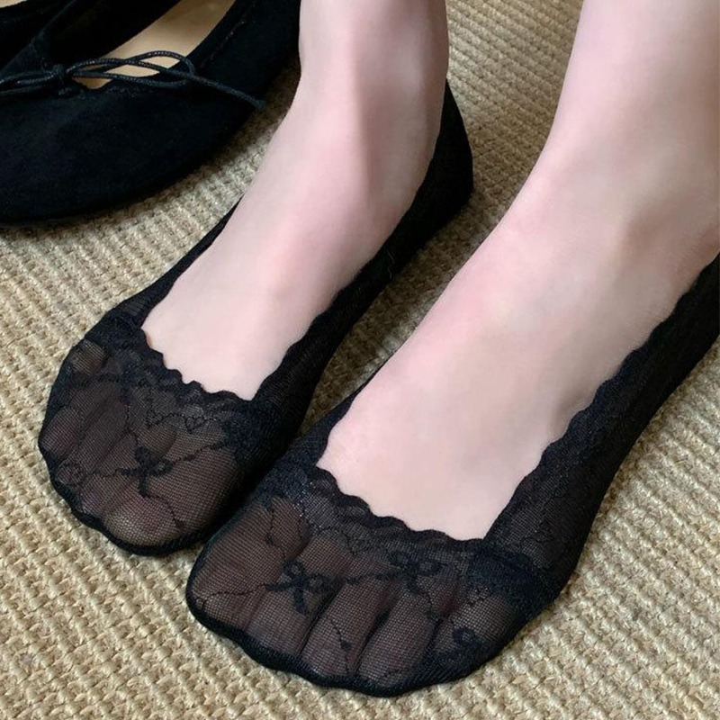 Bow Lace Trim Boat Socks for W - Invisibility Sock Loafer ulasan dan harga