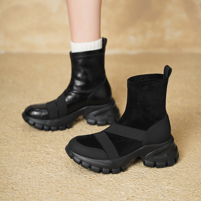 Women Suede Stretch Sock Boots - Toe Sock Split ulasan dan harga
